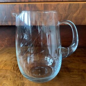 Princess House Clear Etched Floral Glass Pitcher